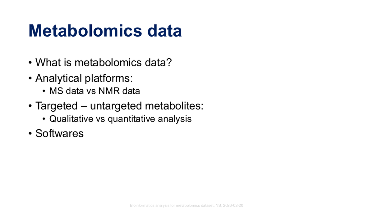 ภาพรวมประเภทข้อมูล metabolomics